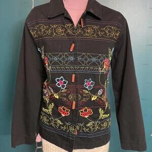 Vintage 1990s Marsh Landing Embroidered Denim Shacket